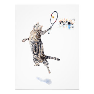 Cat Playing Tennis Fotodruck