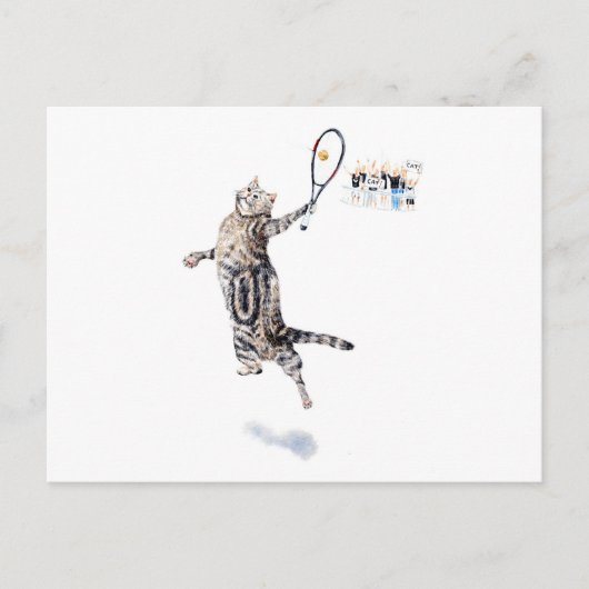 Cat Playing Tennis Postkarte (Vorderseite)