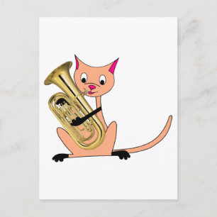 Cat Playing the Euphonium Postkarte