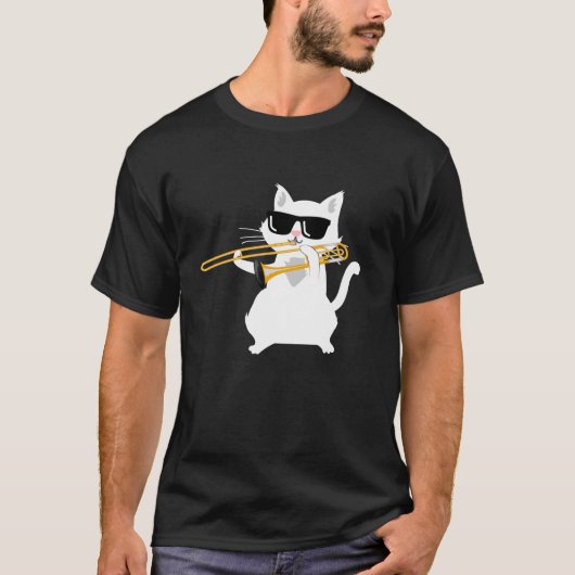 Cat Playing Trombone T Shirt (Vorderseite)
