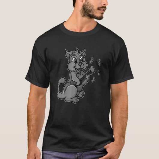 Cat Playing Ukelele Cool Kitten Uke Artist Gitarre T-Shirt (Vorderseite)