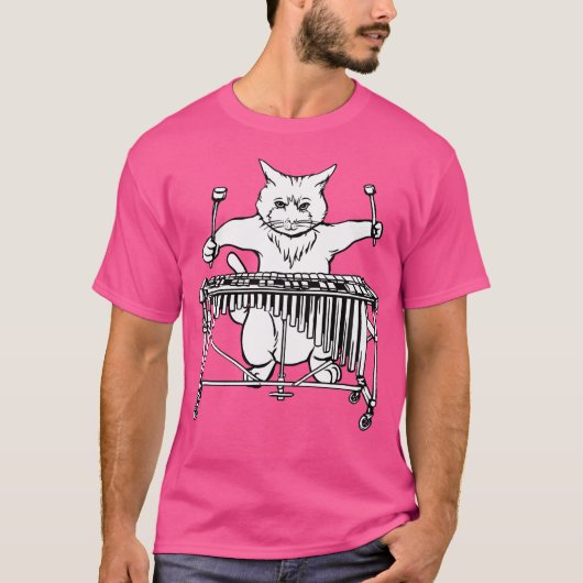 Cat Playing Vibraphone T Shirt Jazz Marimba (Vorderseite)