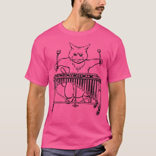 Cat Playing Vibraphone T Shirt Jazz Marimba (Vorderseite)