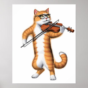 Cat Playing Violin Poster