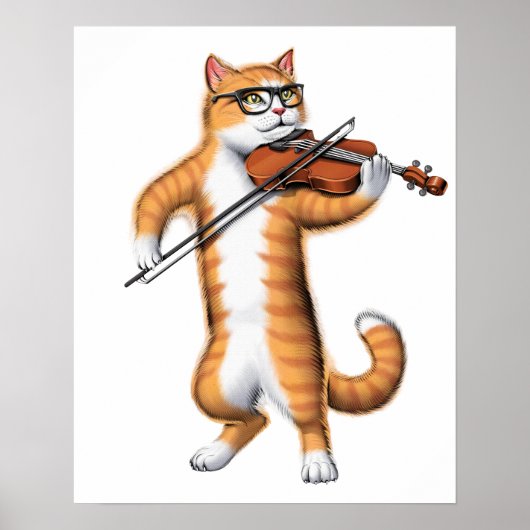 Cat Playing Violin Poster (Vorne)