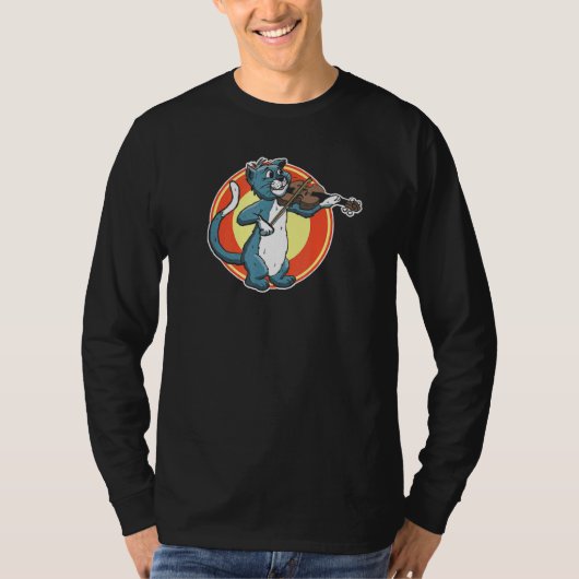 Cat Playing Violine Fiddle Alley Cat Music Violini T-Shirt (Vorderseite)