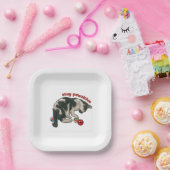 Cat Playing with MARBLES, Stay Pawsitive, Pun Pappteller (Party)