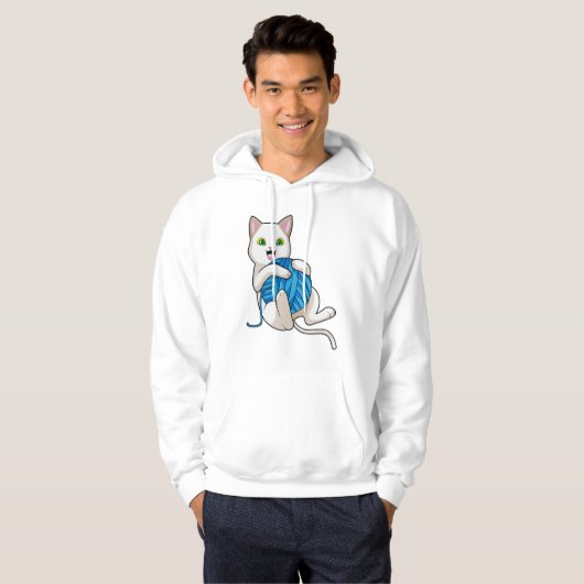 Cat Playing Wool Hoodie (Vorne ganz)