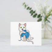 Cat Playing Wool Postkarte (Stehend Vorderseite)