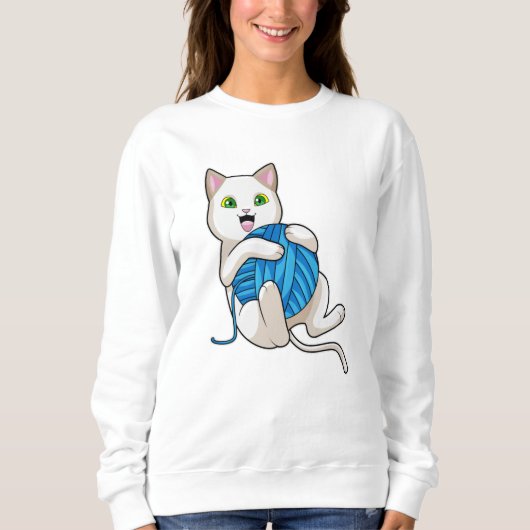 Cat Playing Wool Sweatshirt (Vorderseite)