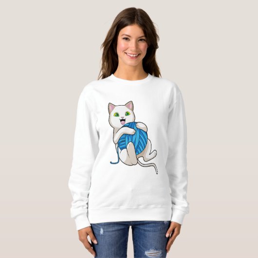 Cat Playing Wool Sweatshirt (Vorne ganz)