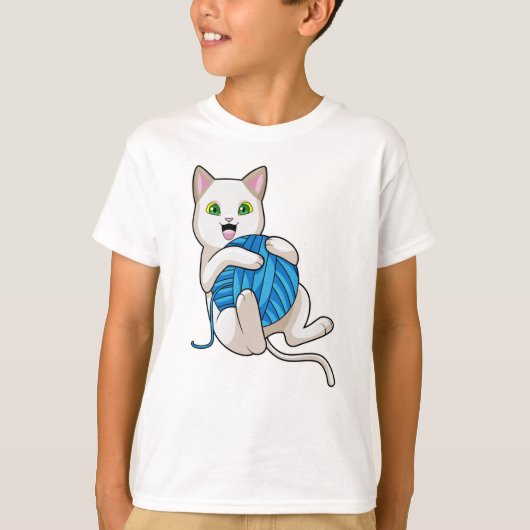 Cat Playing Wool T-Shirt (Vorderseite)