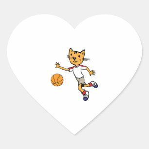 Cat Plays Basketball, Basketball Sports Jersey Herz-Aufkleber