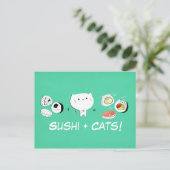 Cat plus Sushi gleicht Kutness! Postkarte (Stehend Vorderseite)