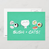 Cat plus Sushi gleicht Kutness! Postkarte (Vorne/Hinten)