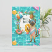 Cat Pool Party Einladung (Stehend Vorderseite)
