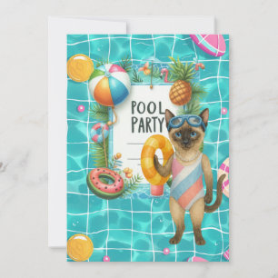 Cat Pool Party Einladung