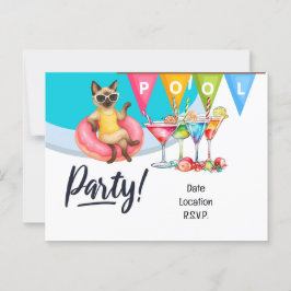 Cat Pool Party für Katzen-Liebhaber Postkarte