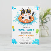 Cat pool party invitation einladung (Stehend Vorderseite)