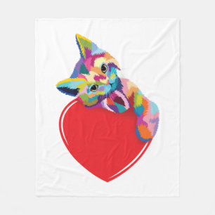 CAT POP ART KITTY Wir haben Heart Fleecedecke
