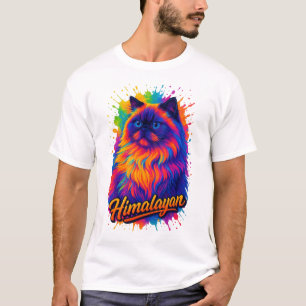 Cat Pop im Himalaya Art - Colorful Neon Street Art T-Shirt
