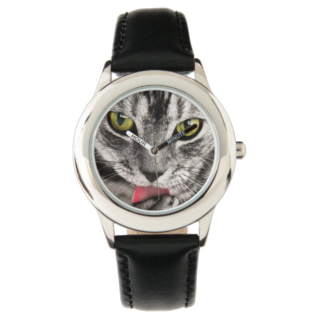 Cat Portrait Armbanduhr (Vorderseite)