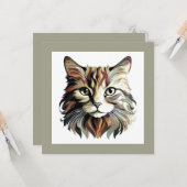 Cat Portrait Art Design Grußkarte Karte (Vorderseite/Rückseite Beispiel)