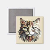 Cat Portrait Art Design Magnet (Vorderseite/Rückseite)