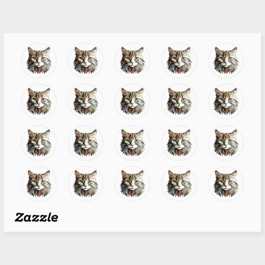 Cat Portrait Art Design Sticker (Blatt)