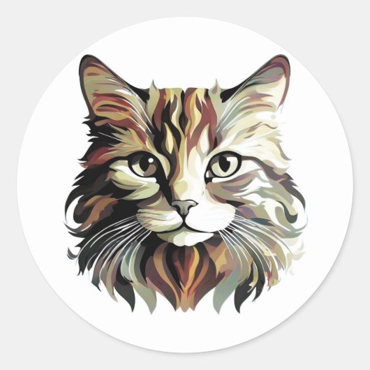 Cat Portrait Art Design Sticker (Vorderseite)