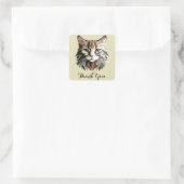 Cat Portrait Art Design Vielen Dank Quadratischer Aufkleber (Tasche)