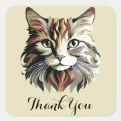 Cat Portrait Art Design Vielen Dank Quadratischer Aufkleber (Vorderseite)