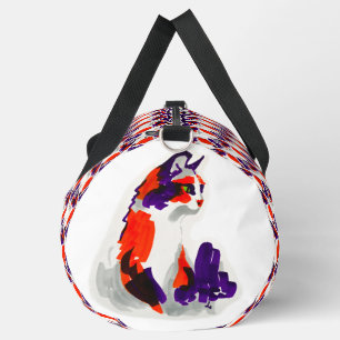 Cat Portrait - Bold Graphic Art Orange and Violet Duffle Bag