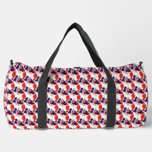 Cat Portrait - Bold Graphic Art Orange and Violet Duffle Bag