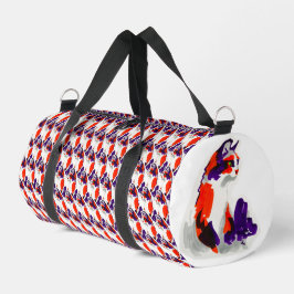 Cat Portrait - Bold Graphic Art Orange and Violet Duffle Bag