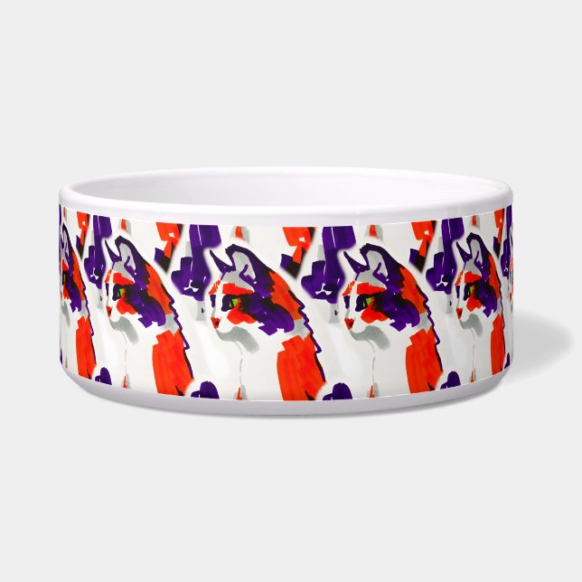 Cat Portrait - Bold Graphic Art Orange and Violet Napf (Vorderseite)