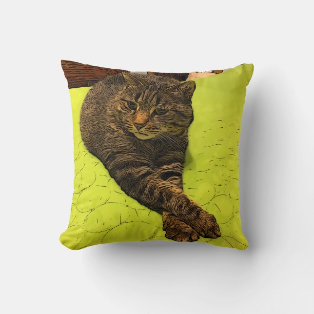 Cat Portrait Decorative Throw Kissen Moderne Kunst (Vorderseite)