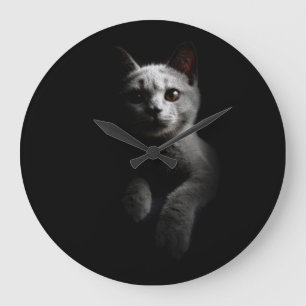 Cat Portrait Große Wanduhr