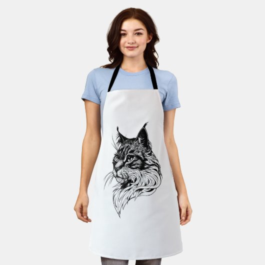 Cat Portrait hand-drawn Schürze (Getragen)