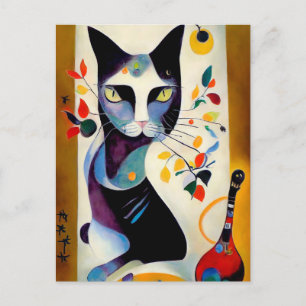Cat portrait in expressionistic style. Art Postkarte