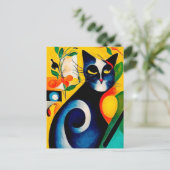 Cat portrait in expressionistic style. Classic Art Postkarte (Stehend Vorderseite)