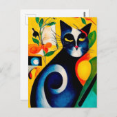 Cat portrait in expressionistic style. Classic Art Postkarte (Vorne/Hinten)