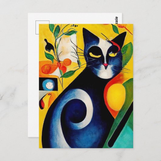 Cat portrait in expressionistic style. Classic Art Postkarte (Vorne/Hinten)