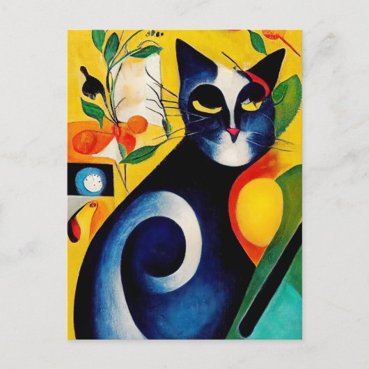 Cat portrait in expressionistic style. Classic Art Postkarte (Vorderseite)