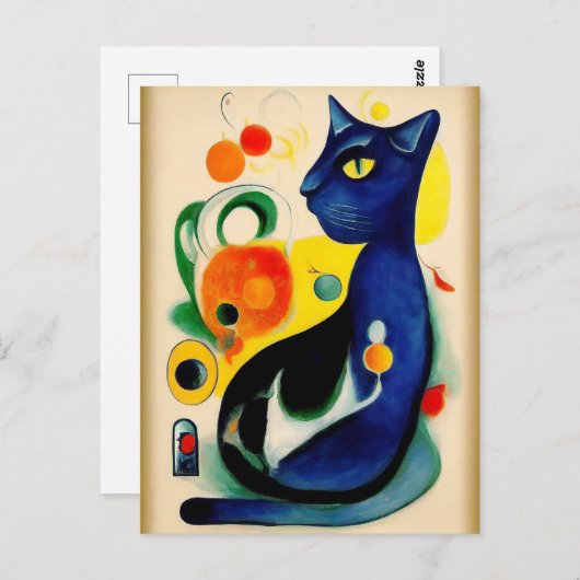 Cat portrait in expressionistic style. Classic Art Postkarte (Vorne/Hinten)