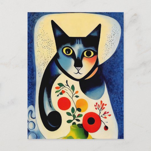 Cat portrait in expressionistic style. Classic Art Postkarte (Vorderseite)
