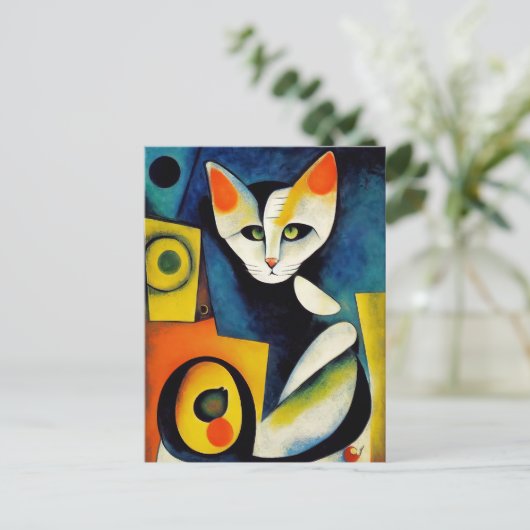 Cat portrait in expressionistic style. Classic Art Postkarte (Stehend Vorderseite)
