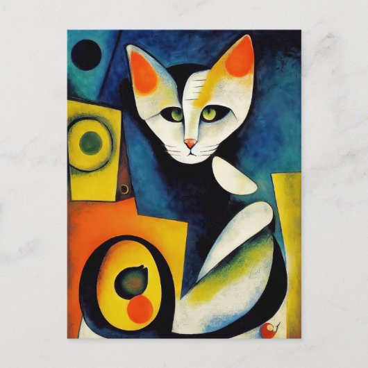 Cat portrait in expressionistic style. Classic Art Postkarte (Vorderseite)