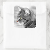 Cat Portrait Quadratischer Aufkleber (Tasche)