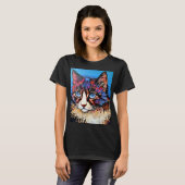 Cat Portrait Street Art Style T-Shirt (Vorne ganz)